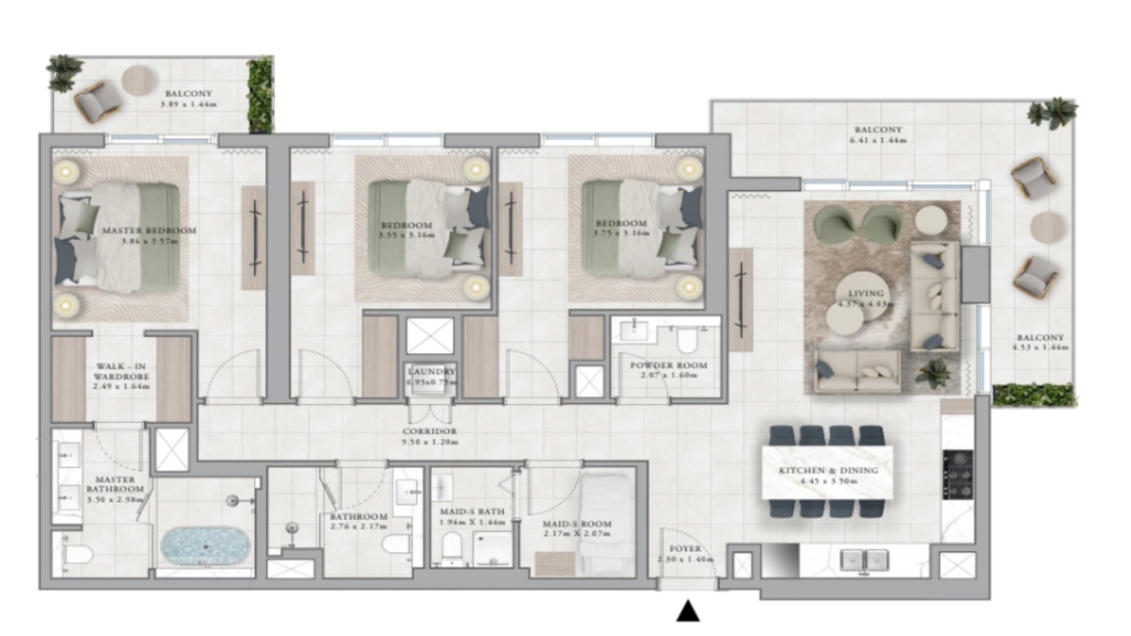 club place 3br floor plan
